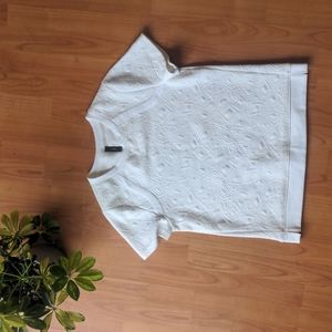 Geometric white sweater tee